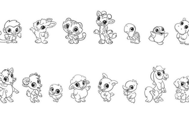 Cute Baby Zoo Animals Cartoon Coloring Pages