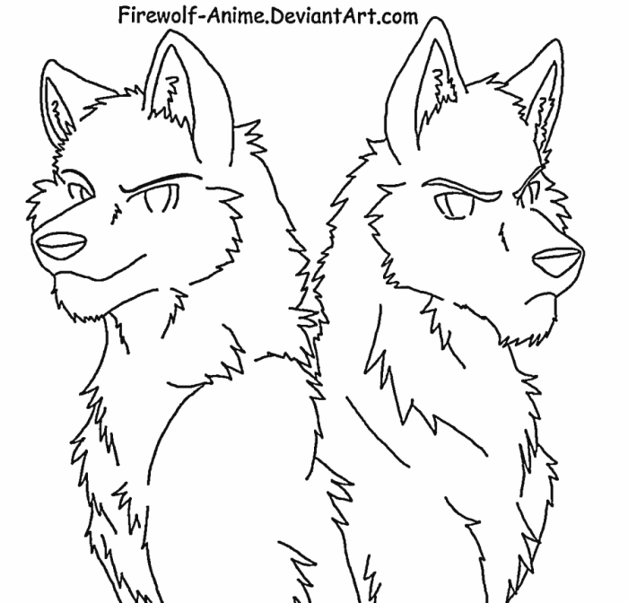 Firewolf anime wolf coloring pages