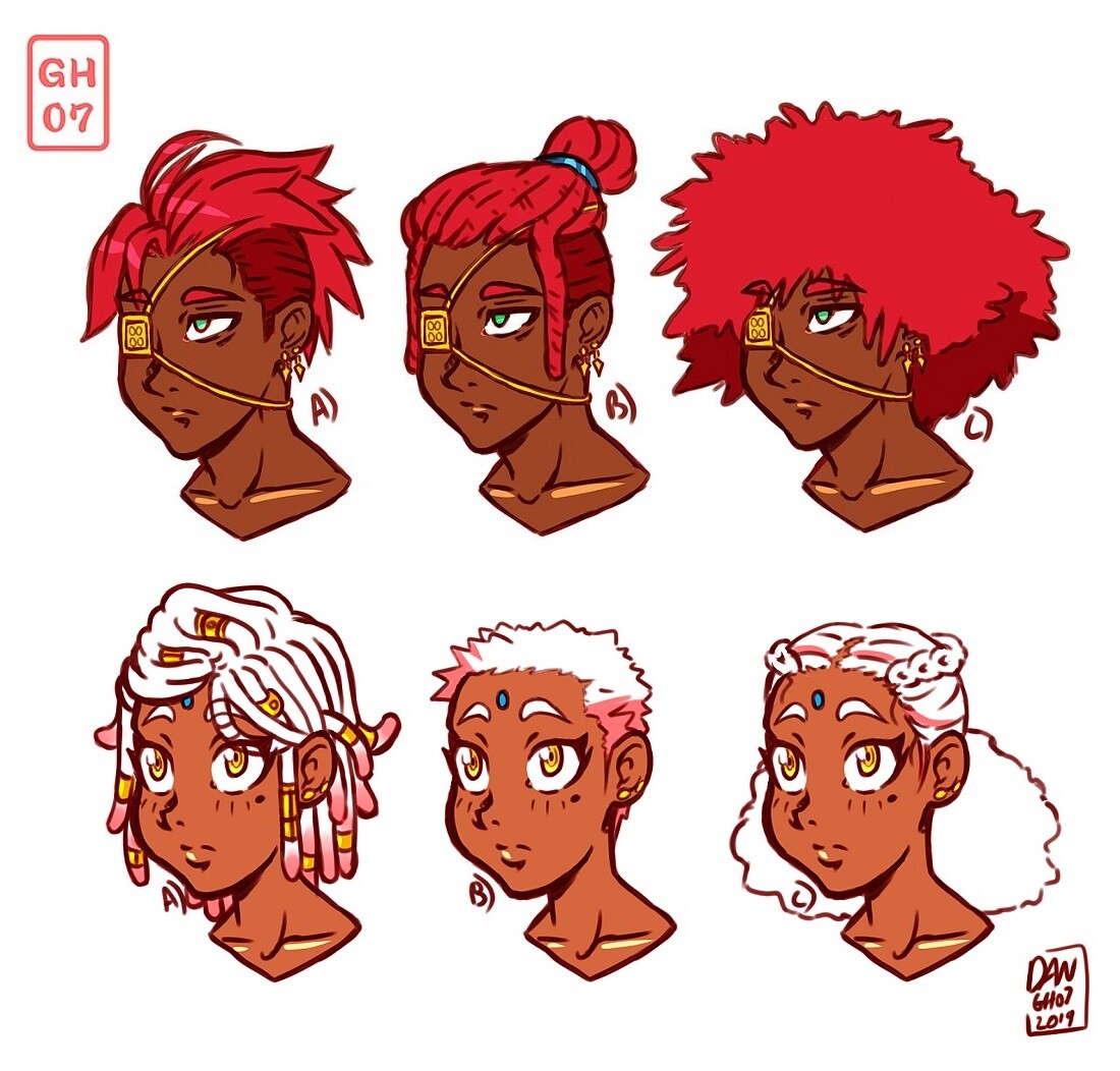 Coloring black anime hair