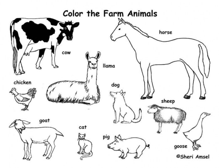 Farm animals coloring pages landscape