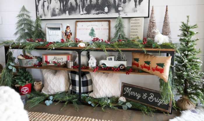 Christmas console table decor