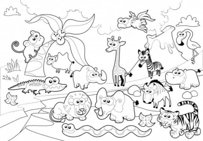 Coloring pages of zoo animals