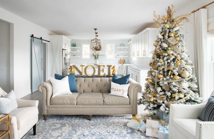 Christmas decor blue and white