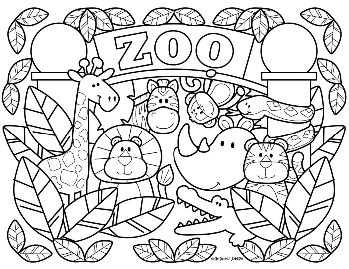 Coloring pages of zoo animals